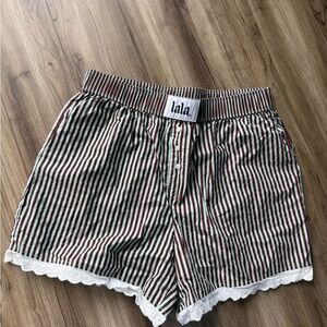 Dressed in LALA boxer shorts